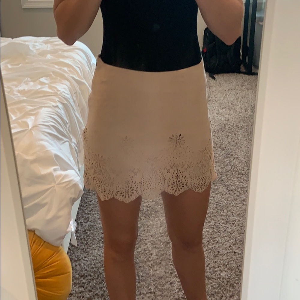 Small Tan Suede/Lace cut skirt